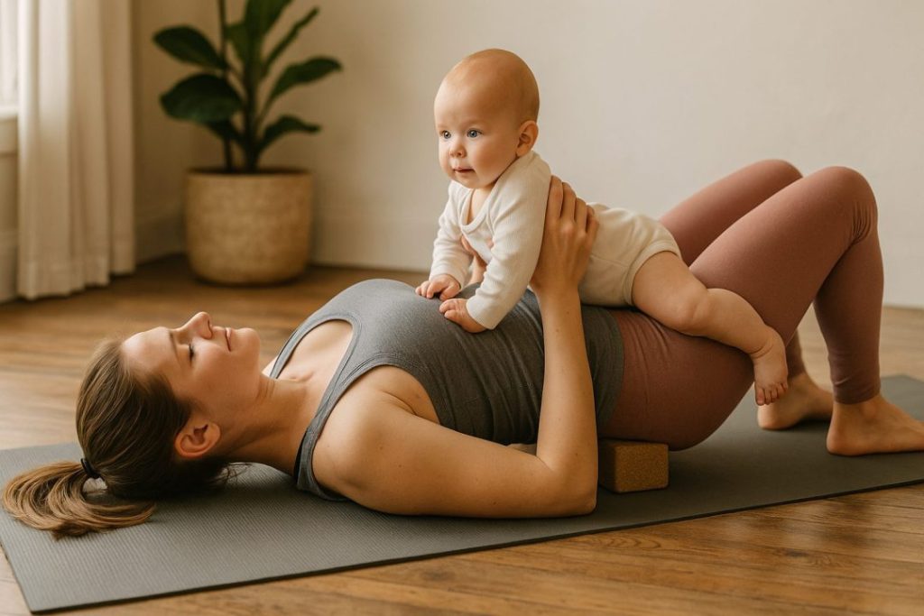 Postnatal Yoga Beitragsbild mit und ohne Baby